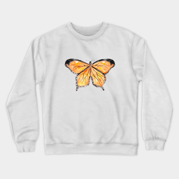 orange and black butterfly watercolor 2 Crewneck Sweatshirt by colorandcolor